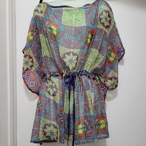 Antica Sartoria by Giacomo Cinque Cropped Caftan Coverup Sheer 1 Size Vacation